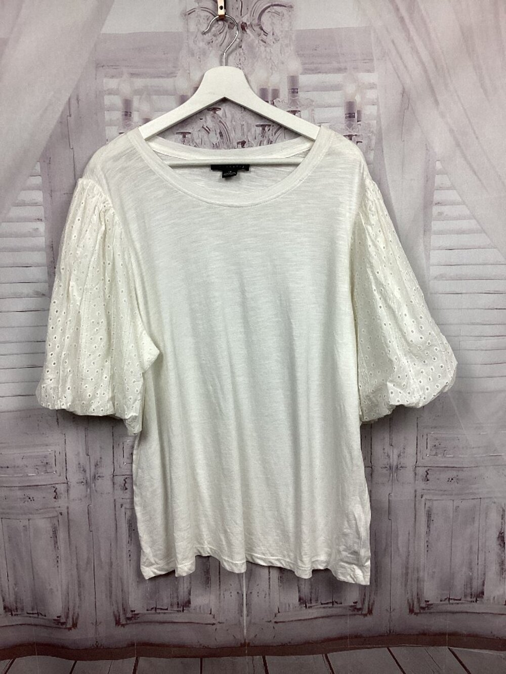 Sanctuary White Tee Shirt Balloon Sleeves 2x